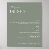 SAGE Groene Bruiloft Bar Drink Menu Sign Poster (Voorkant)