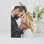 Sage Groene Bruiloft Dank u Foto Minimalist Bedankkaart (Staand voorkant)