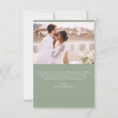 Sage Groene Bruiloft Dank u Foto Minimalist Bedankkaart (Achterkant)