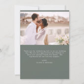 Sage Groene Bruiloft Dank u Foto Minimalist Bedankkaart (Achterkant)