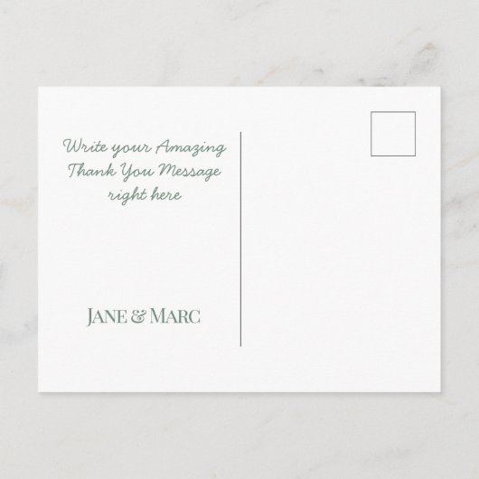 Sage Groene Bruiloft Dank u Kaarten Elegant Script (Achterkant)