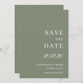 Sage groene bruiloft opslaan van de datum kaart (Voorkant / Achterkant)