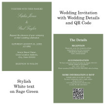 Sage Groene Bruiloft QR Code RSVP Uitnodiging