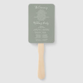 Sage Groene Chinoiserie Bloemen Huwelijksprogramma Handwaaier (Achterkant)