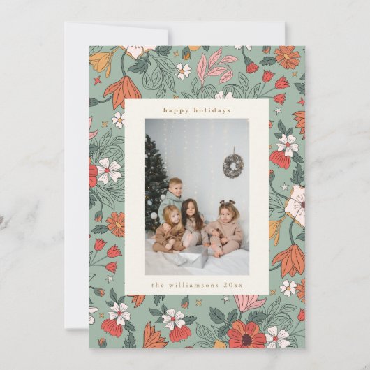 Sage Groene Chique Botanische Aangepaste Verticale Feestdagenkaart (Voorkant)