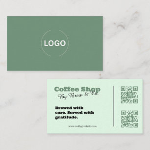 Sage Groene Coffee Shop Bedrijfskaart QR Visitekaartje
