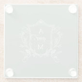 Sage Groene  Crest Bruiloft Glazen Onderzetter (Achterkant)