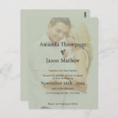 Sage Groene Doorschijnende Overlay Bruiloftsuitnod Briefkaart (Voorkant / Achterkant)