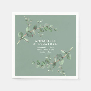 Sage groene elegant eucalyptus folious bruiloft servet