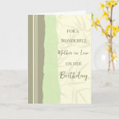 Sage Groene en Beige Moeder in Recht Verjaardag Kaart (Gele Bloem)