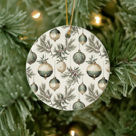 Sage Groene en Gouden Kerst Ornamenten (Boom)