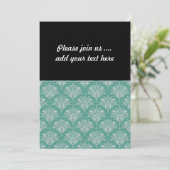 Sage Groene en Witte Bloemen Damask Kaart (Staand voorkant)