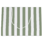 Sage Groene en Witte Streep Groot Cadeauzakje (Voorkant)