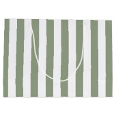 Sage Groene en Witte Streep Groot Cadeauzakje (Achterkant)