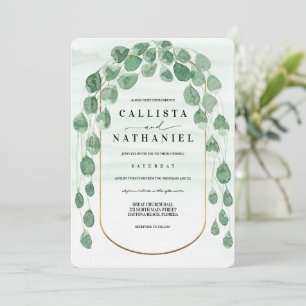 Sage Groene Eucalyptus Garland Goud Ovaal Bruiloft Kaart