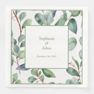 Sage groene Eucalyptus groen Kunst Eenvoudige Trou Servet