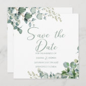 Sage groene eucalyptus minimalist sparen de datum kaart (Voorkant / Achterkant)