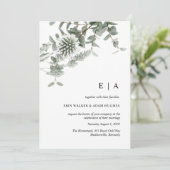 Sage groene eucalyptus waterverf bruiloft kaart (Staand voorkant)