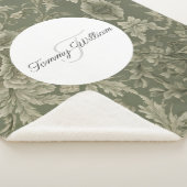 Sage Groene Flora Elegante Sherpa Deken (3/4)