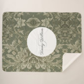 Sage Groene Flora Elegante Sherpa Deken (Voorkant (horizontaal))