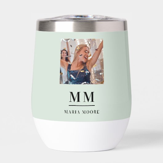 Sage groene foto monogram initialen naam (Voorkant)