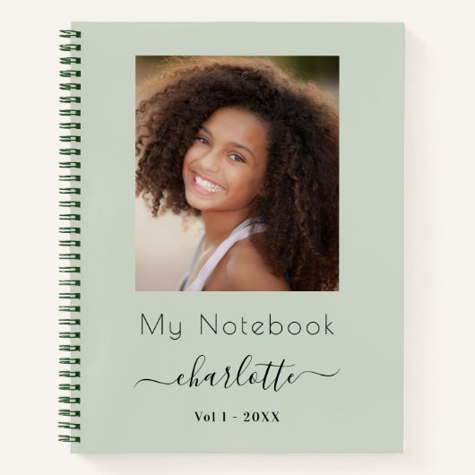 Sage groene foto script notitieboek (Voorkant)