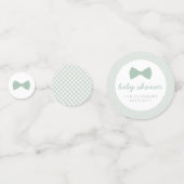 Sage groene gingham boog stropdas baby shower confetti (Voorkanten)