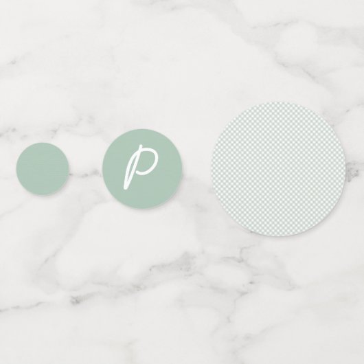 Sage groene gingham boog stropdas baby shower confetti (Achterkanten)