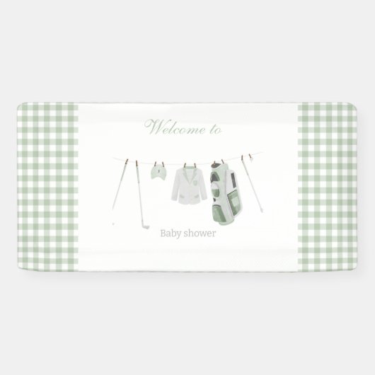 Sage groene golf baby shower spandoek (Horizontaal)