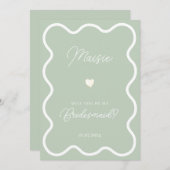 Sage groene golvende zal je mijn bruidsmeisje voor kaart (Voorkant / Achterkant)