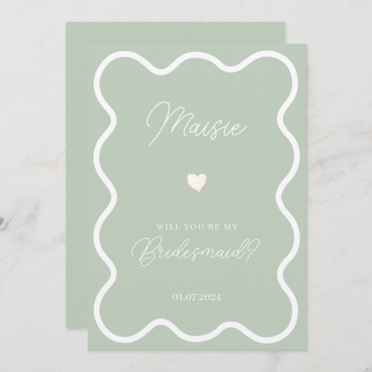 Sage groene golvende zal je mijn bruidsmeisje voor kaart (Voorkant / Achterkant)