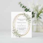 Sage groene groen groen goud lijst huwelijksuitnod (Staand voorkant)