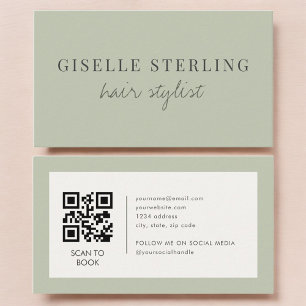 Sage Groene Haarstylist QR-code Visitekaartje