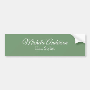 Sage groene haarstylist voeg naam contact website bumpersticker