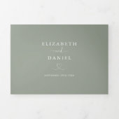 Sage Groene Hart Script Trouw Drieluik Uitnodiging (Cover)