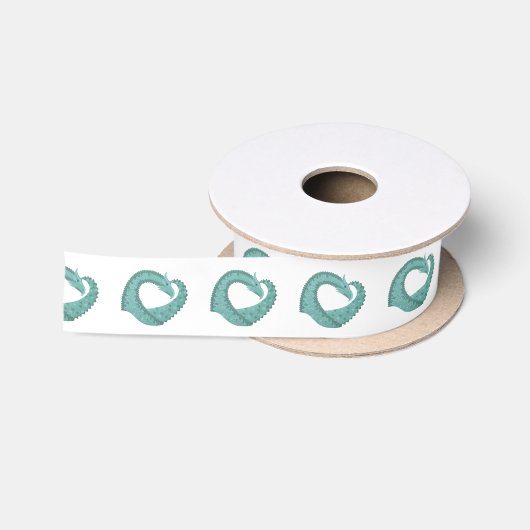Sage groene hartdraak op wit lint (Spoel)