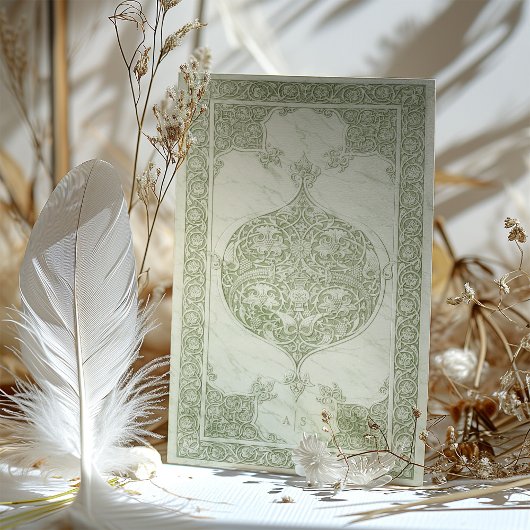 Sage Groene Kant Traditionele Moslim Bruiloft Kaart