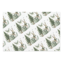 Sage groene kerst inpakpapier - set van 3