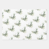Sage groene kerst inpakpapier - set van 3 vel (Voorkant 3)
