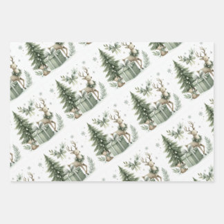 Sage groene kerst inpakpapier - set van 3 vel