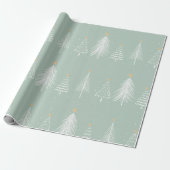 Sage-groene kerstbomen cadeaupapier (Uitgerold)