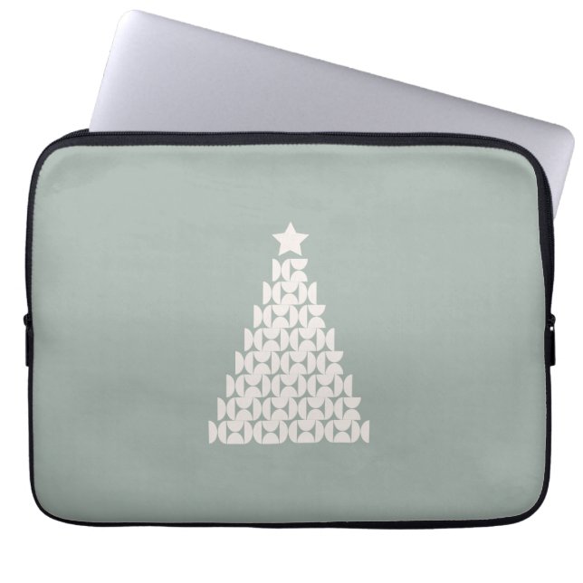 Sage Groene Kerstboom Laptop Sleeve (Voorkant)