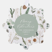 Sage groene Kerstmis minimale botanische foto Ornament Kaart (Voorkant)