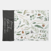 Sage groene Kerstmis minimale botanische Theedoek (Horizontaal)