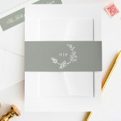 Sage Groene Krans Klassieke Monogram Bruiloft Uitnodigingen Wikkel