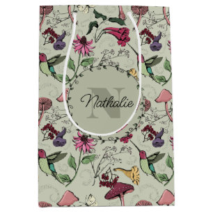 Sage Groene Lentetuin Hummingbird Bloemen Medium Cadeauzakje