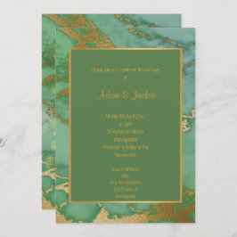 SAGE GROENE MARBLE WEDDING INVITATION KAART
