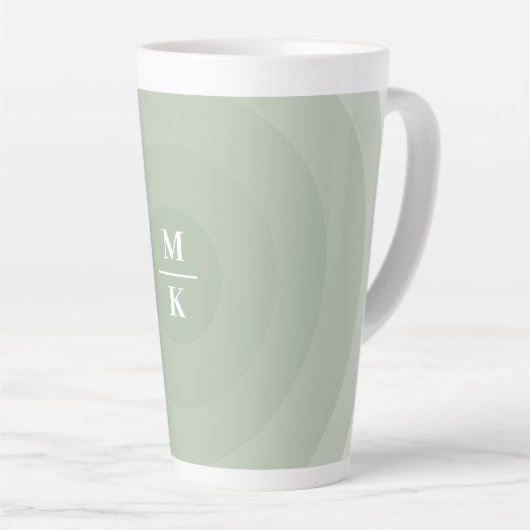 Sage Groene minimalistische cirkelgradiënt monogra Latte Mok (Rechterhoek)