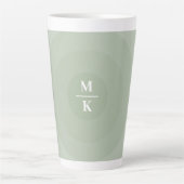 Sage Groene minimalistische cirkelgradiënt monogra Latte Mok (Voorkant)