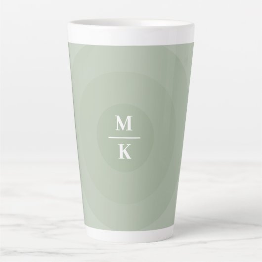 Sage Groene minimalistische cirkelgradiënt monogra Latte Mok (Voorkant)